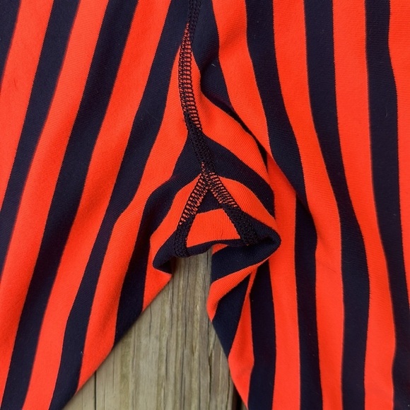 LULULEMON Wunder Under Crop Sea Stripe Navy Coral Leggings Sz 10 pants - Picture 7 of 8
